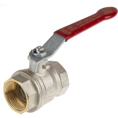 Robinet à boisseau sphérique haute pression en Laiton BSPP 1-1/4" Poignée Rouge 2 voies ( Prix pour 1 ) (1/5)