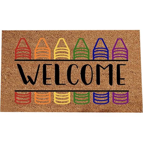 Tapis De Sol - Tapis D'Accueil École Maternelle Crayons Dessin - 40 x 60 cm - Pour Entrée Bureau Salle De Classe Intérieur Extérieur - 1 Pièce (1/4)
