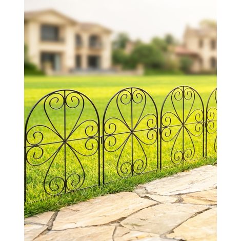 Clôture Jardin en Métal, 10 Panneaux de 32cm L x 59cm H, Longueur Totale 3,2 m, Barrière Décorative pour Petits Animaux, Bordure Résistante aux Intempéries, Installation Facile sans Creuser (1/5)