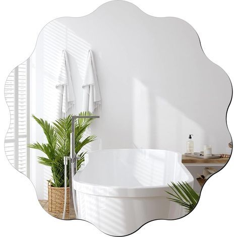 Sticker mural décoratif effet miroir, 30 cm, motif ondulé irrégulier, style industriel moderne, convient aux salles de bains, salons et chambres. (1/5)