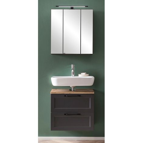 Badmöbelset 60 cm Waschbeckenunterschrank dunkelgrau MARLING-03, B/H/T 60/200/35 cm (1/5)