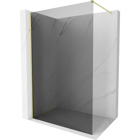 Mexen Kioto-X Duschwand Walk-in 140 x 200 cm, Graphit 10 mm, Gold gebürstet - 800-140-101-55-40-X (1/5)