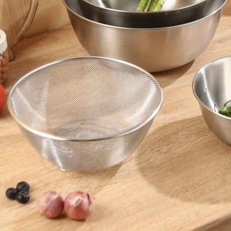 Égouttoir Cuisine Acier Inox Multifonctionnel Bol Lavage Riz Passoire Style Japonais (1/4)