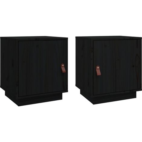 Set 2 comodini con vano con anta 40 x 34 x 45 cm legno di pino nero DEC035524