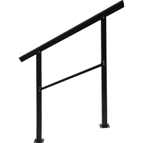 Barandilla para escaleras, ángulo de inclinación ajustable, capacidad de carga de 150 kg, color negro. (1/2)
