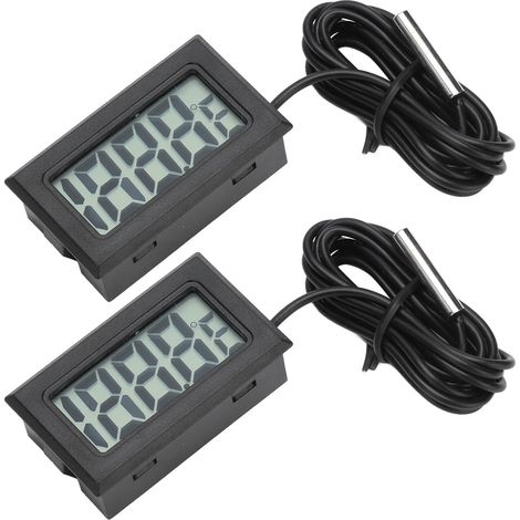 Stück elektronische digitale Thermometer-Thermostate mit Temperaturanzeige (2 Sekunden Aktualisierungszeit) und Sonde, Schwarz (1/5)
