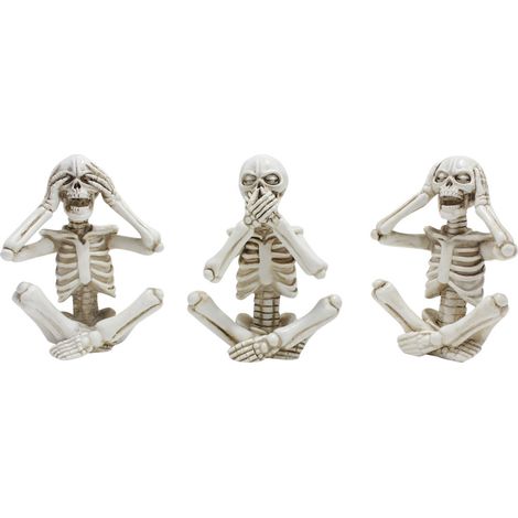 Divertidas figuras de esqueletos de resina, decoración "Se niegan a ver, hablar y oír", set de Halloween (1/5)