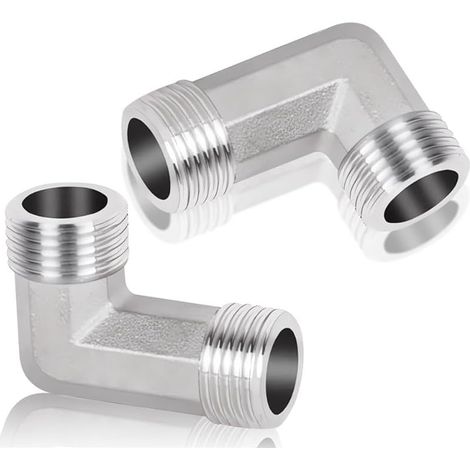 CYRILL - Raccordo a gomito a 90° in acciaio inossidabile 304 da 2 pezzi, gomito per tubo in acciaio inossidabile DN25, gomito a 90° AG/AG da 1", filettatura esterna x filettatura esterna, acciaio inos (1/5)