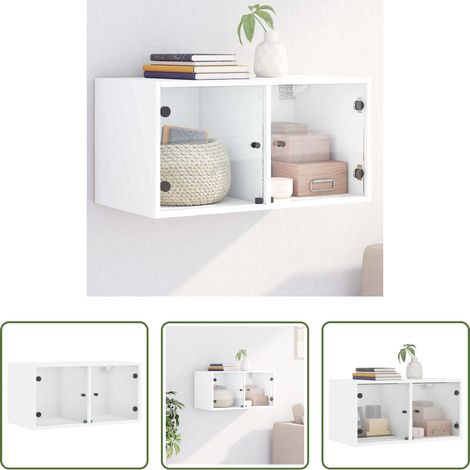 Glastüren -  Wandschrank mit Glastüren Weiß 68,5x37x35 cm