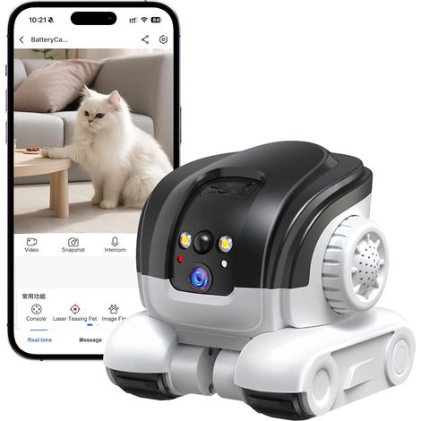Robot de Caméra, 1080P Double Caméra Robotique, WiFi Mobile Pet Camera avec Croisière Automatique, Audio Bidirectionnel et Vision Nocturne pour Animaux de Compagnie Maison (1/5)