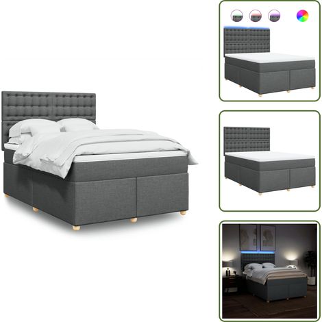 Sommier à lattes de lit avec matelas Gris foncé 140x190cm Tissu - Sommier À Lattes De Lit - Sommiers À Lattes De Lit - Lit - Meuble De Chambre À Coucher (1/5)