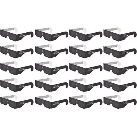 20 Stück Sonnenfinsternisbrillen, Filter gegen schädliches Licht, Augenschutz, Papierrahmen, Schutzbrille für die Beobachtung von Sonnenfinsternissen, ISO 12312-2 zertifiziert [db] A (1/5)