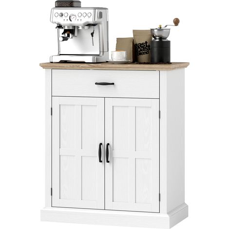 Buffet salon moderne avec armoire 2 portes, tiroir et étagère ajustable, 75,2 x 40 x 91,5 cm, blanc (1/5)