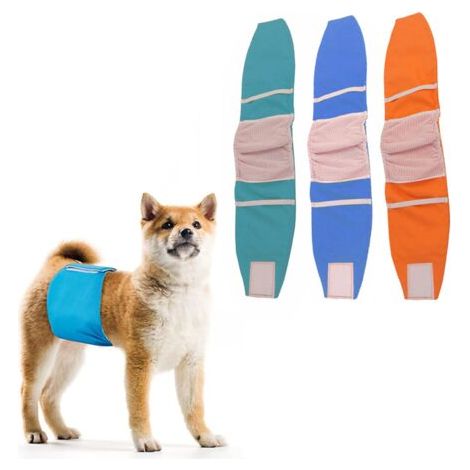 Couche Chien Male Lavable (Lot de 3) - Bandes réutilisables pour Chiens (Solid, M)