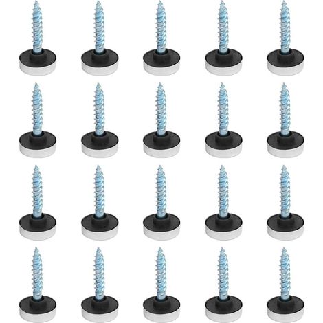 Pack of 20 16mm chrome-plated stainless steel mirror screws with rubber eyelets for shower panels, panels, furniture, wall mounting (1/5)