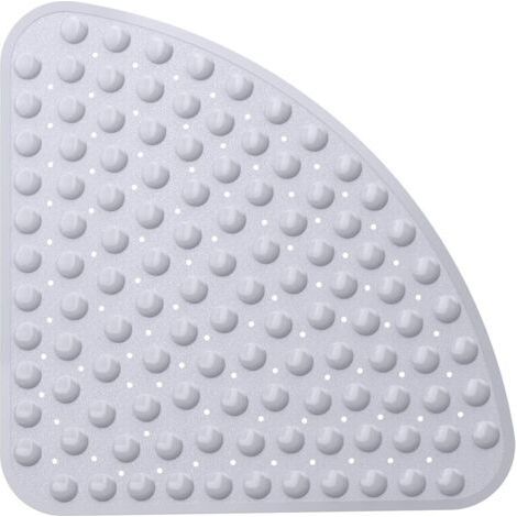 FENOPLASTICATapis de douche d'angle antidérapant – Tapis de douche quadrant 53,3 x 53,3 cm, tapis de douche antidérapant avec ventouse et trou de drainage, lavable en machine, gris (1/5)