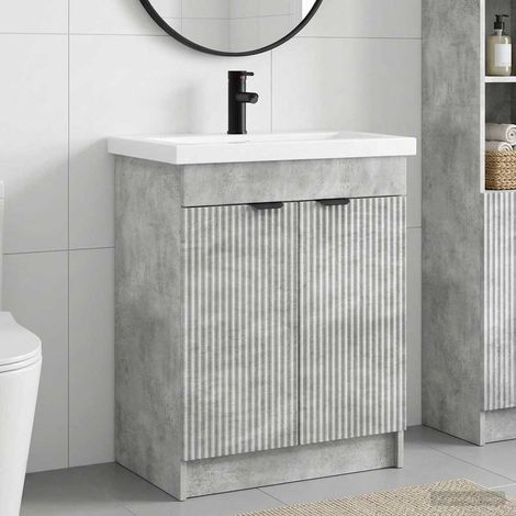 Juego de muebles de baño Gris Hormigón 56 x 37,5 x 81 cm