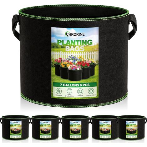 Lot de 6 Sacs de Culture - 300g Tissu Non Tissé - Avec Poignées - Drainage Optimal - Intérieur Extérieur - 20,5 Litres (1/5)