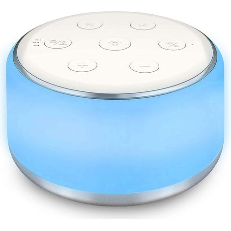 Máquina de ruido blanco para bebés, adultos y niños, con pilas y adaptador de corriente, 34 sonidos relajantes con luz nocturna, máquina portátil para generar ruido durante el sueño. (1/5)