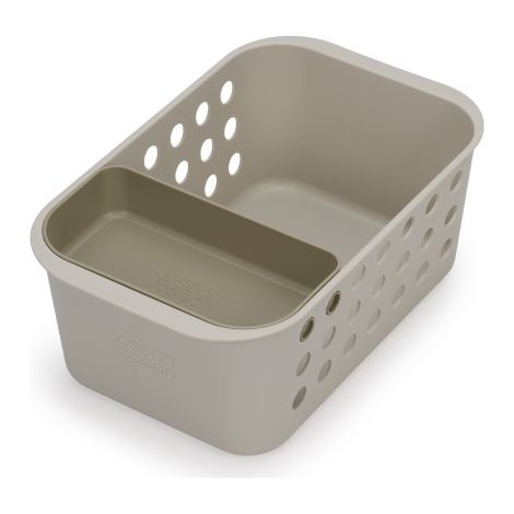 Joseph Joseph EasyStore - Cestino organizzatore portaoggetti per accessori bagno, con vassoio mobile- Piccolo, Beige (1/5)