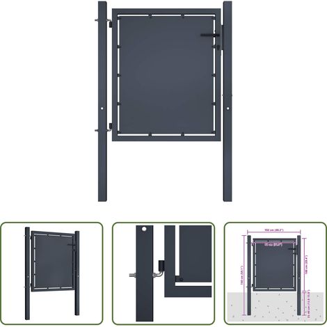 vidaXL Gartenzaun - Gartentor aus Stahl 100 x 100 cm Anthrazit (1/5)
