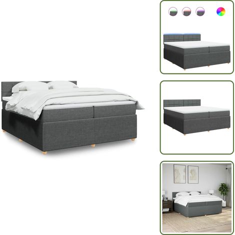 Sommier à lattes de lit avec matelas Gris foncé 200x200cm Tissu - Sommier À Lattes De Lit - Sommiers À Lattes De Lit - Lit - Meuble De Chambre À Coucher (1/5)