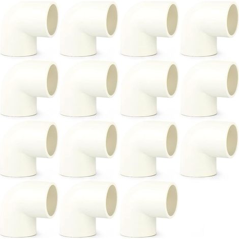 15 pièces 25mm Coude PVC Blanc Raccords De Connecteur De Tuyau, Couplage Adaptateur De Tuyau D'eau (1/5)