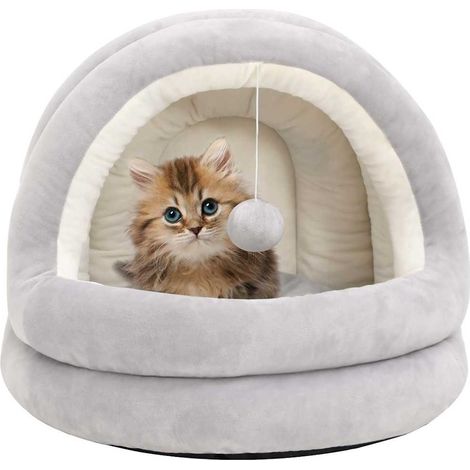 vidaXL Cama para gatos color crema y gris 40x40x35 cm (1/4)