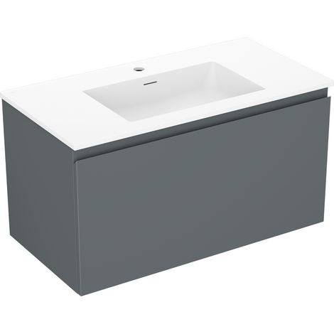 Mexen Orio Badezimmerschrank 90 cm mit Waschbecken Otis, 1 Schublade, graphit matt/weiß matt - 91A10-09047-1-BF66-W18M01 (1/5)