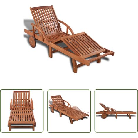 The Living Store Chaise longue bois d'acacia solide - Chaises Longues - Mobilier De Jardin - Transats - Chaises Relaxantes - Bain De Soleil (1/5)