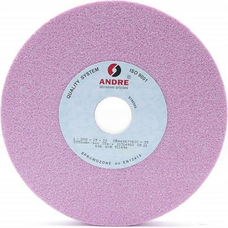 Andre Flachschleifscheibe 200 mm x 25 mm x 32 mm CRA60K7VE01-35 rosa "TYP 1"