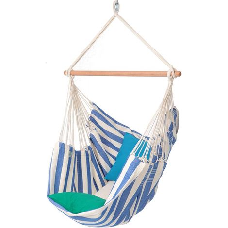 PROLOISIRS Toile de hamac chaise suspendue avec bois d'écartement - azul