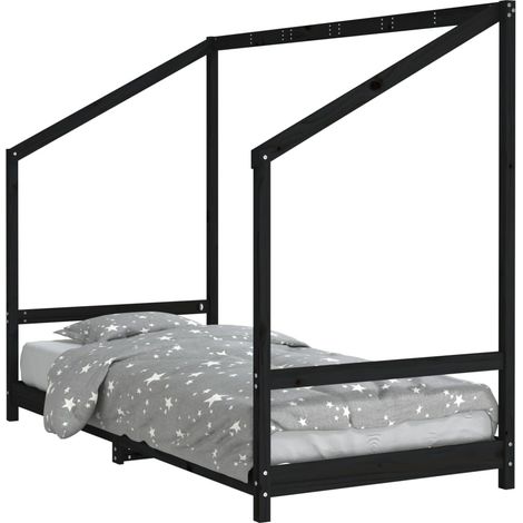 Giroletto per Bambini Nero 90x200 cm in Legno Massello di Pino vidaXL (1/5)