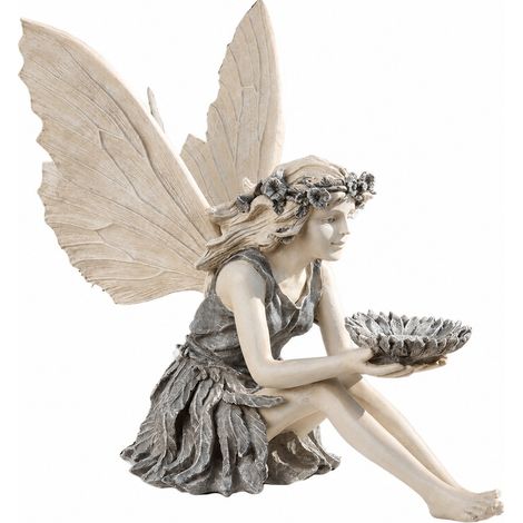 Statue d'ange en résine violette, fée assise, décoration de jardin, ornement d'extérieur (1/5)