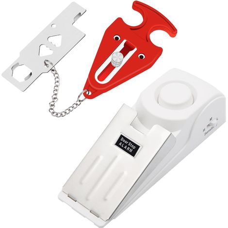 Verrou de porte portable Alarme 120dB Sirène Double sécurité pour plus d'intimité pour la maison, l'hôtel, les voyages (1/5)