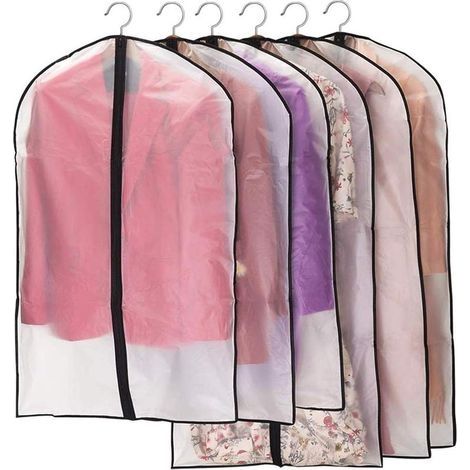 Housses de Vêtements, Anti Poussière Etanche Mite Humidité,Housses de Protection Zip Semi Transparentes pour Chemise Costumes/Manteaux, 3pcs 60×100cm, 3pcs 60×120cm (1/5)