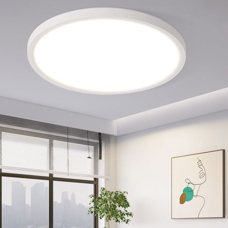 ZMH Plafonnier LED Plat - 18W Blanc Chaud Diamètre 22cm Lampe de Salle de Bain Éclairage de Plafond IP44 Étanche Ronde Blanc pour Salle de Bain Couloir Cuisine Chambre Salle de Classe (1/5)