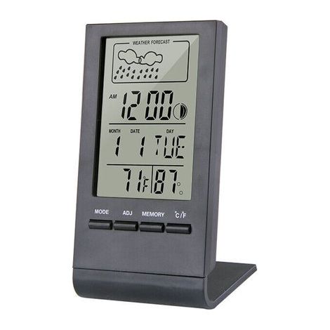 Drahtlose Wetterstation mit Innen Außenthermometer Hygrometer Barometer und digitalem Wecker mit Außensensor Zeigt Uhrzeit Datum Wochentag und an (1/2)