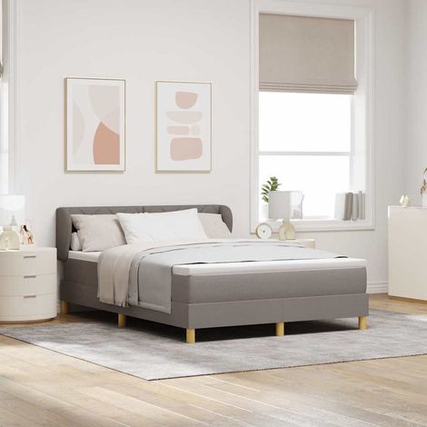 Cama tipo Box Spring con cabecera Taupé 140 x 200 cm tela (1/5)