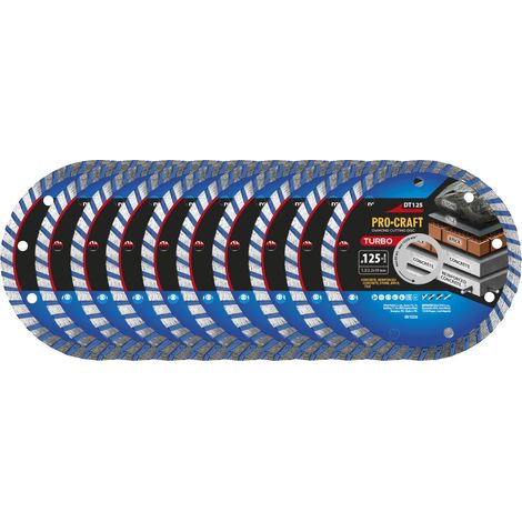 Disco de corte de diamante Procraft DT125 Turbo, 125 x 22,23 mm, 10 unidades (1/2)