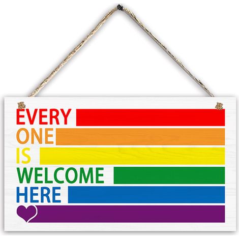 Panneau mural Signe "Welcome" arc-en-ciel en bois décor de maison Type C 26x15cm (1/5)