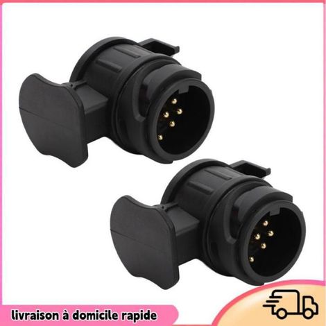 Adaptateur Remorque 13 À 7 Broches - Connexion Électrique 12 V - Pour Remorques Caravanes Camping-Cars Bateaux - 2 Pièces (1/5)