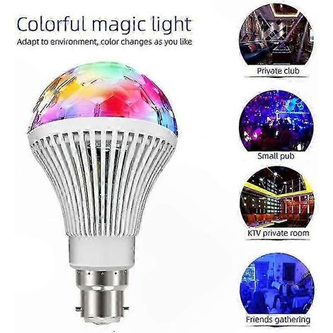 Ampoule disco multicolore E27/B22 avec LED RGB rotative pour éclairage d'ambiance de fête et de scène - Culot à vis B22 blanc (1/5)