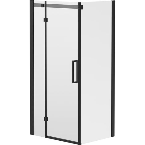 Series 10 Colore Matt Black Inline 1000mm x 760mm Hinged Door Shower Enclosure (1/5)