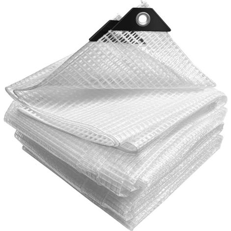 Bâche de Protection en Polyéthylène Bâche Imperméable Ultra Lourde et Résistante Revêtue avec Oeillets en Aluminium Couverture Étanche pour Jardin, Piscine 2x4m Blanc