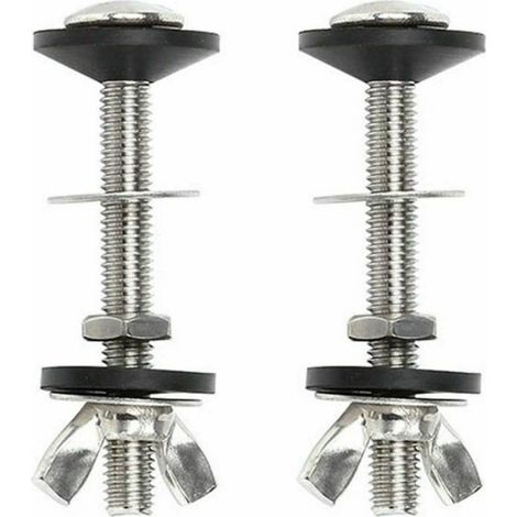 Lot de 2 Kit Fixation WC Universel Acier Inox Boulons Réservoir Chasse d'Eau Installation Cuvette (1/4)