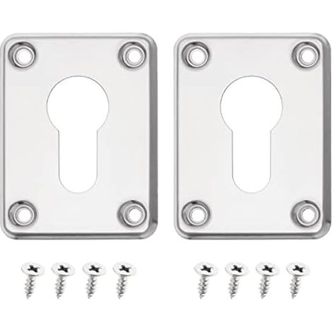 VGOL 2 Ensembles Réparation Écusson Clé Trou Couverture Remplacement Acier Inoxydable Carré Trou de Serrure Plaque Couverture Accessoires Maison pour Porte, Argent (1/5)