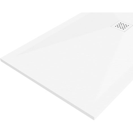 Mexen Stone+ rechteckige komposite Duschwanne 80 x 70 cm, weiß, weiße Abdeckung - 44107080-W