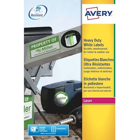 Etiquette ultra résistante laser 45,7 x 21,2 mm Avery L4778-20 blanches - Pochette de 960 (1/5)