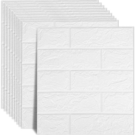 Lot de 10 Panneaux Muraux 3D Autocollants – 35x38 cm Papier Peint Brique Imprimable, Mousse Auto-Adhésive Étanche pour Mur Intérieur et Maison (1/5)